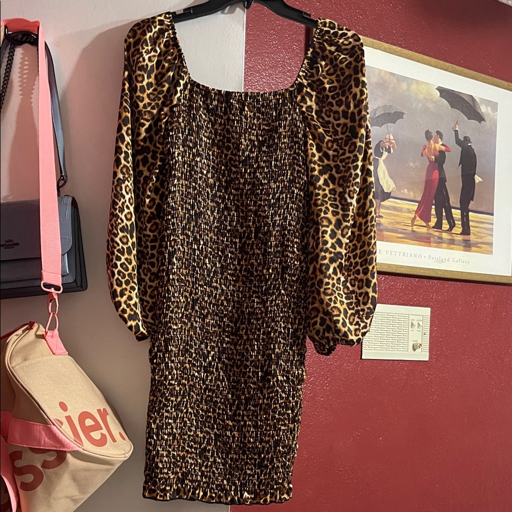 Fashion Nova Wild Print Long Sleeve Dress